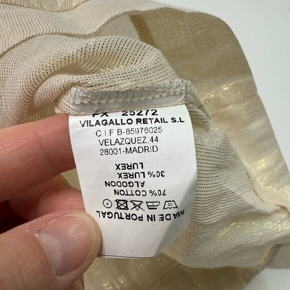 Vilagallo Women’s Gold Tank Top Size 44 Metallic Lurex Sheer US 12 (L) Shiny - Picture 6 of 7